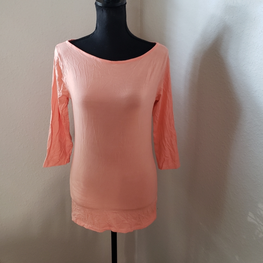 New Ladies 3/4 Sleeve Chic Tee - Peach